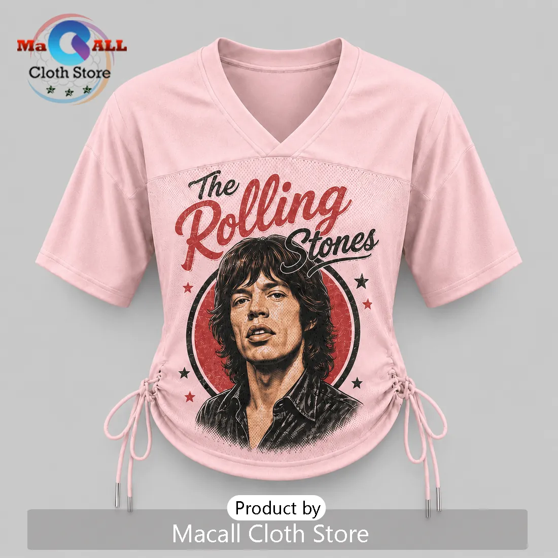 The Rolling Stones Mick Jagger Pink Paint It Black Lace-Up Jersey The Rolling Stones Mick Jagger Pink Paint It Black Lace-Up Jersey