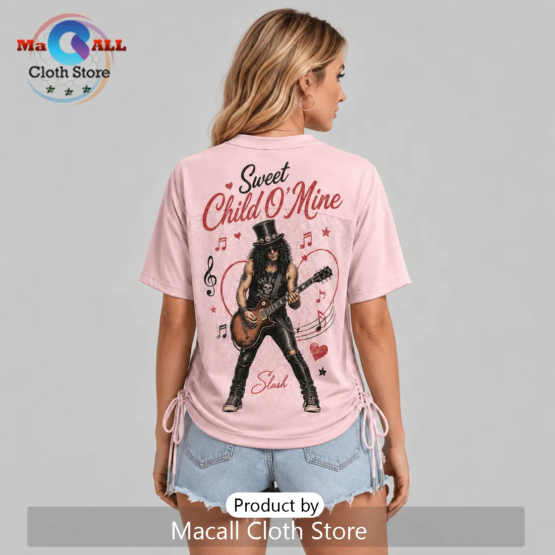 Guns N Roses Sweet Child O Mine Pink Lace-Up Jersey Guns N Roses Sweet Child O Mine Pink Lace-Up Jersey