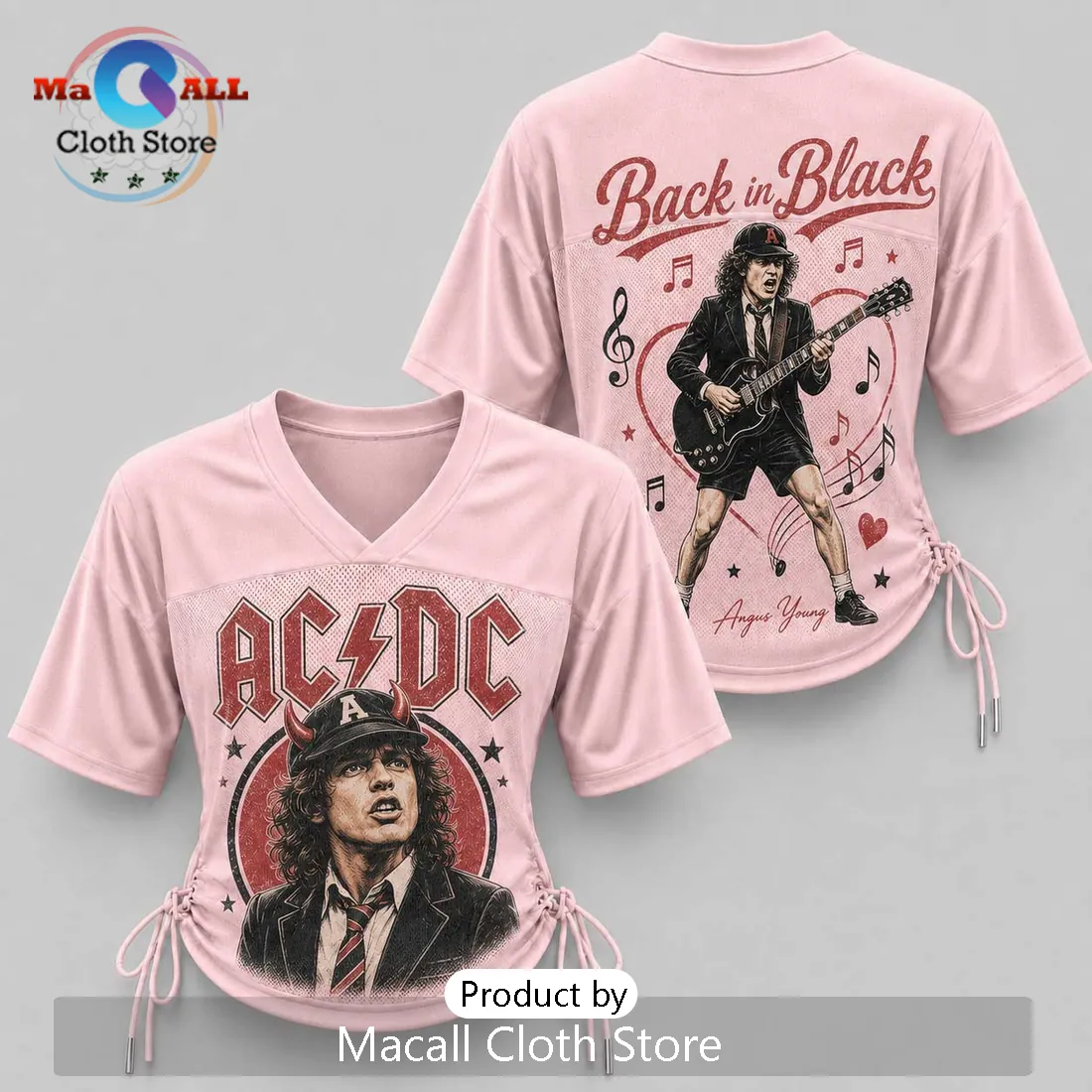 AC/DC Back in Black Pink Lace-Up Jersey AC/DC Back in Black Pink Lace-Up Jersey