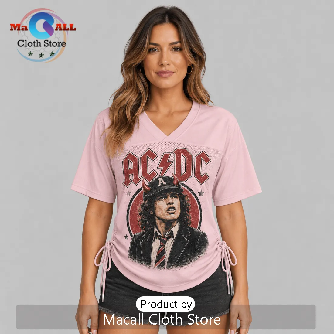 AC/DC Back in Black Pink Lace-Up Jersey AC/DC Back in Black Pink Lace-Up Jersey