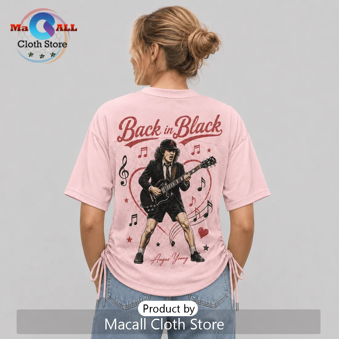 AC/DC Back in Black Pink Lace-Up Jersey AC/DC Back in Black Pink Lace-Up Jersey