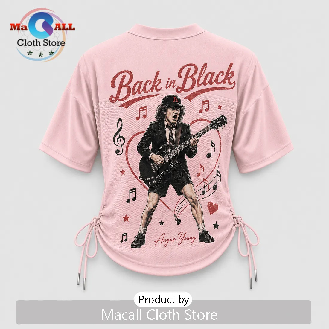 AC/DC Back in Black Pink Lace-Up Jersey AC/DC Back in Black Pink Lace-Up Jersey