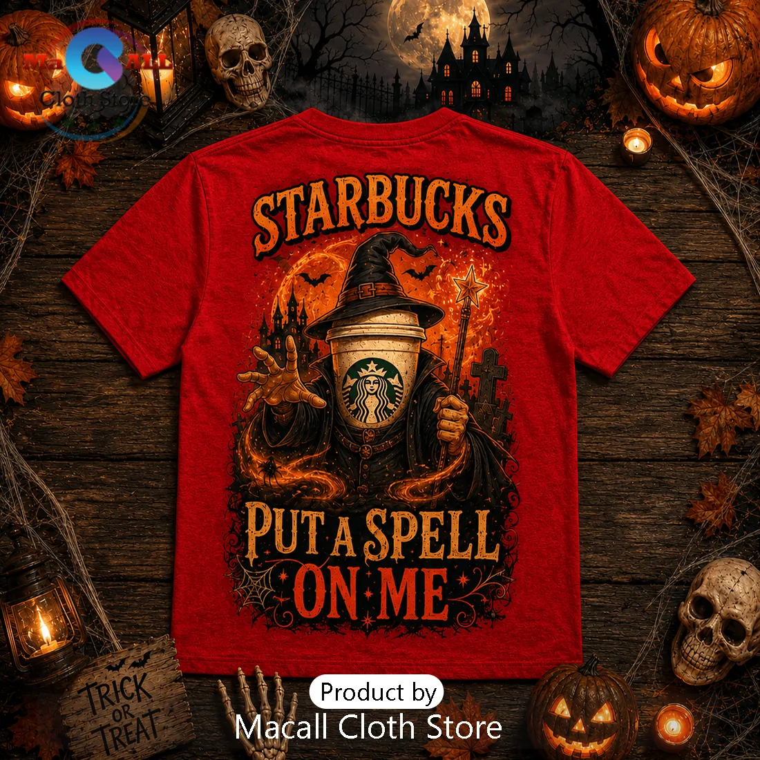 Starbucks Witch Hat Pumpkin Halloween Red T-Shirt Starbucks Witch Hat Pumpkin Halloween Red T-Shirt