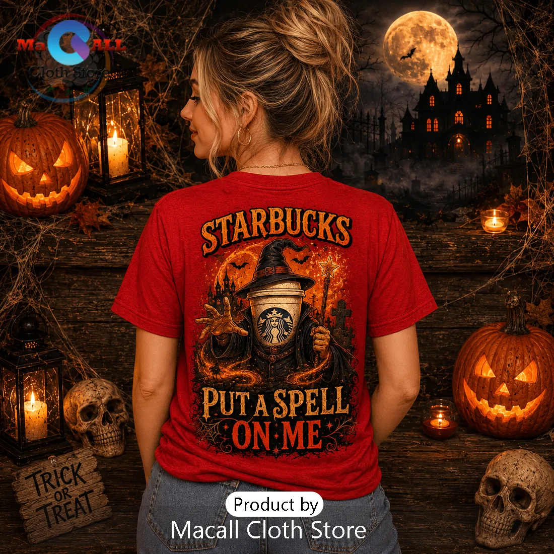 Starbucks Witch Hat Pumpkin Halloween Red T-Shirt Starbucks Witch Hat Pumpkin Halloween Red T-Shirt