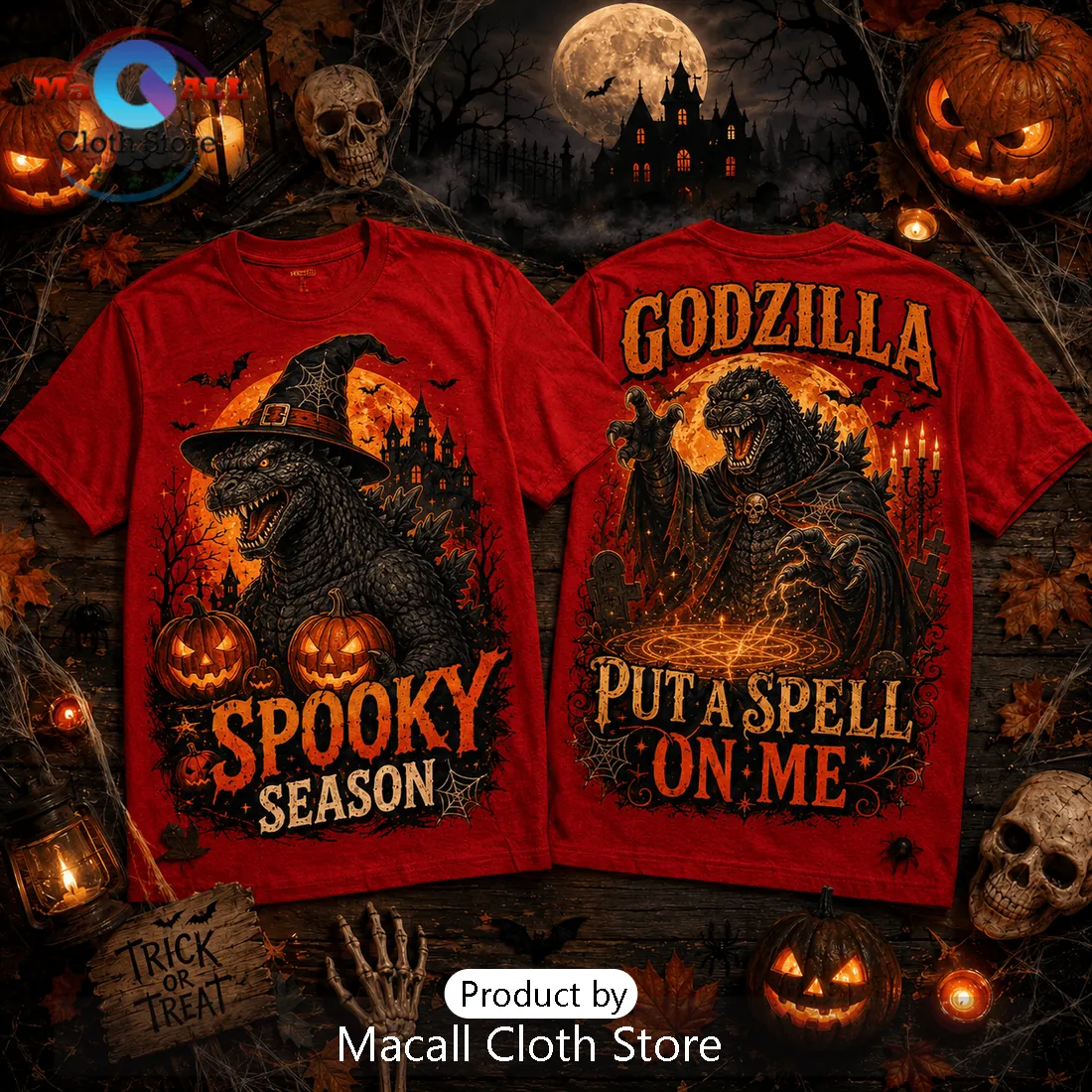 Godzilla Halloween Spooky Season Red T-Shirt Godzilla Halloween Spooky Season Red T-Shirt