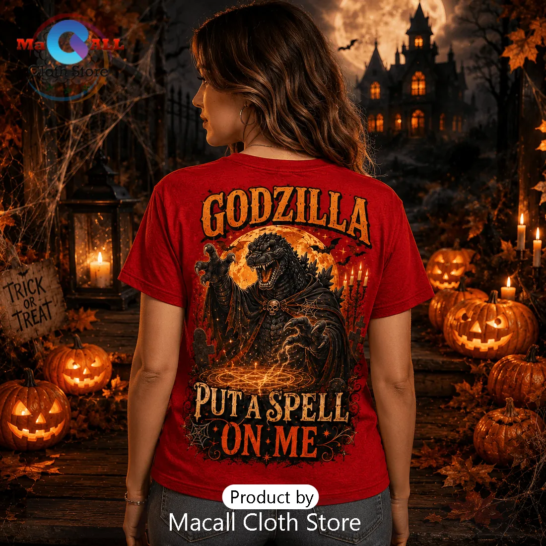Godzilla Halloween Spooky Season Red T-Shirt Godzilla Halloween Spooky Season Red T-Shirt