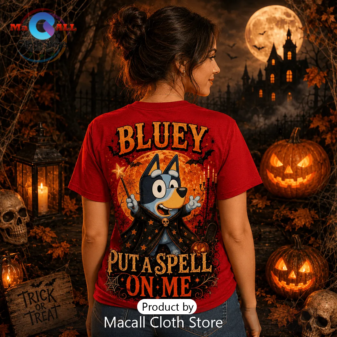 Bluey Halloween Spooky Season Red T-Shirt Bluey Halloween Spooky Season Red T-Shirt