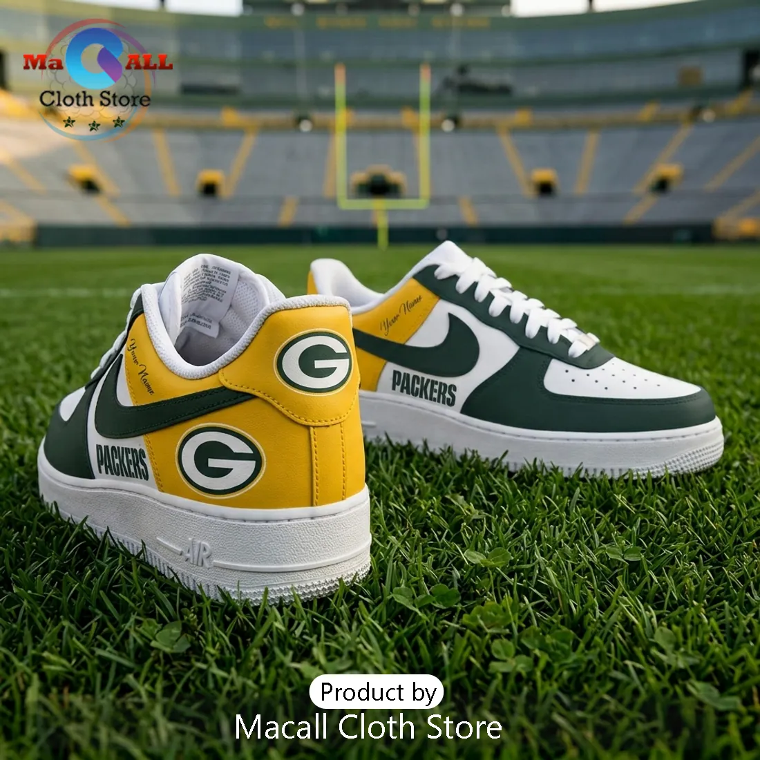 Green Bay Packers Titletown Custom Name Air Force 1 Sneakers Green Bay Packers Titletown Custom Name Air Force 1 Sneakers