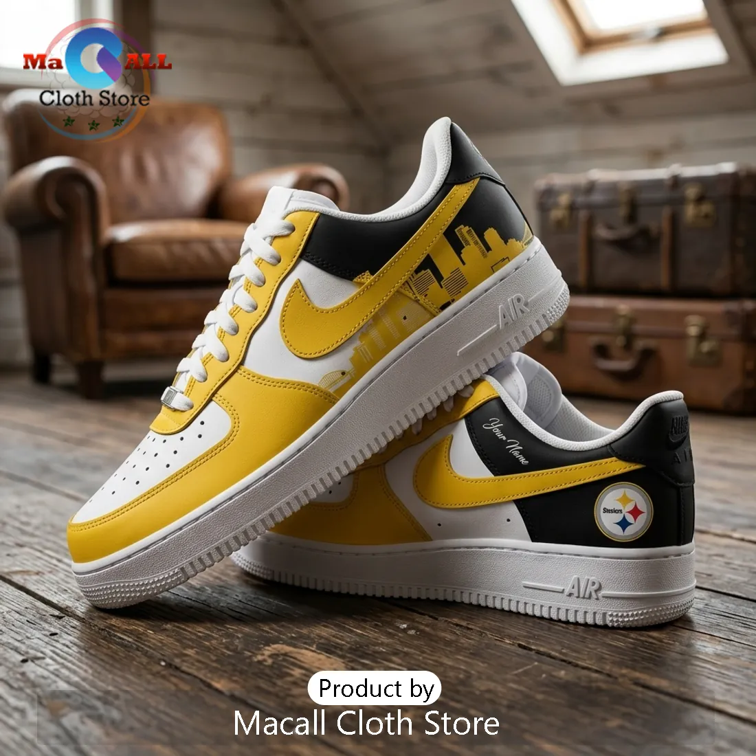 Pittsburgh Steelers Steel City Yellow Air Force 1 Sneakers Pittsburgh Steelers Steel City Yellow Air Force 1 Sneakers
