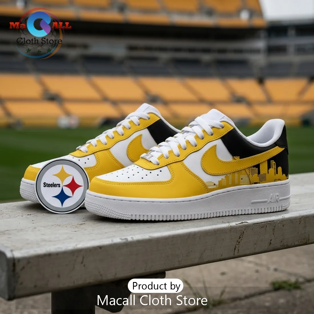 Pittsburgh Steelers Steel City Yellow Air Force 1 Sneakers Pittsburgh Steelers Steel City Yellow Air Force 1 Sneakers