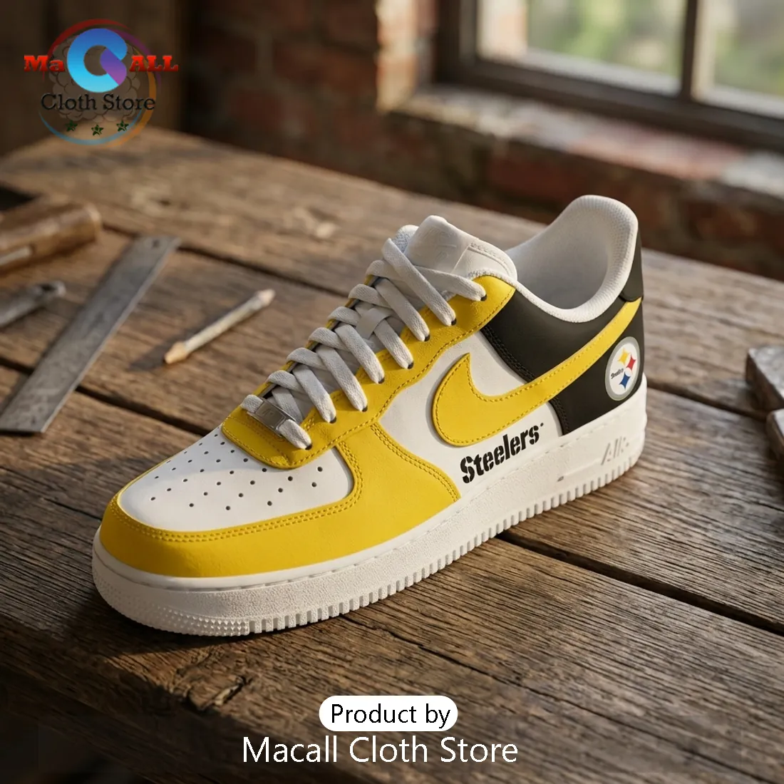 Pittsburgh Steelers Steel City Yellow Air Force 1 Sneakers Pittsburgh Steelers Steel City Yellow Air Force 1 Sneakers