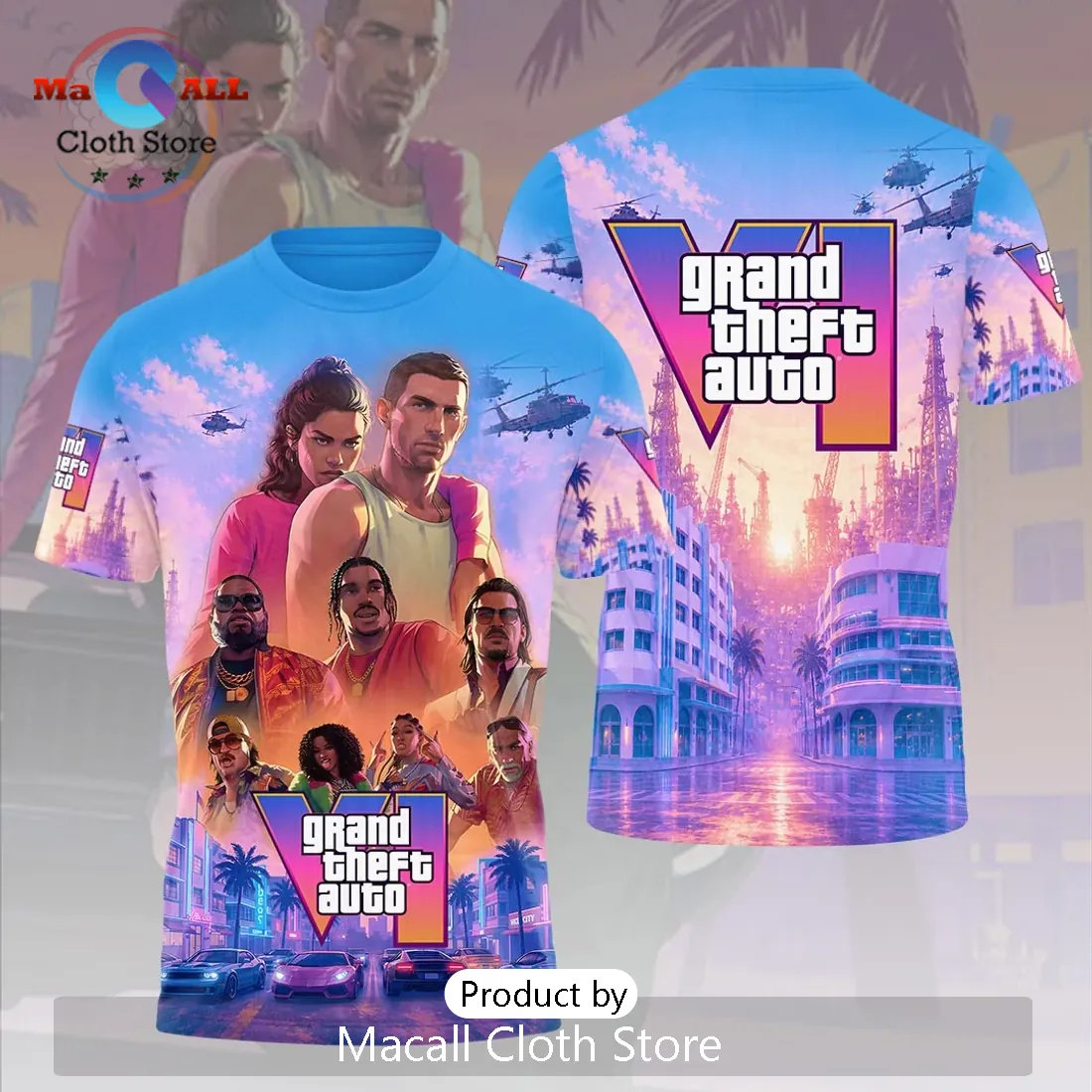 Grand Theft Auto VI Vice City Color Pullover Hoodie 2026 Grand Theft Auto VI Vice City Color Pullover Hoodie 2026