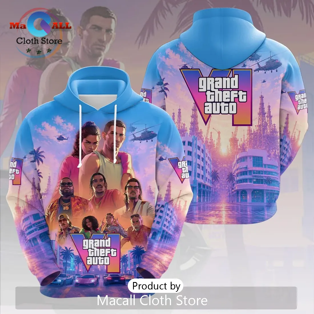 Grand Theft Auto VI Vice City Color Pullover Hoodie 2026 Grand Theft Auto VI Vice City Color Pullover Hoodie 2026