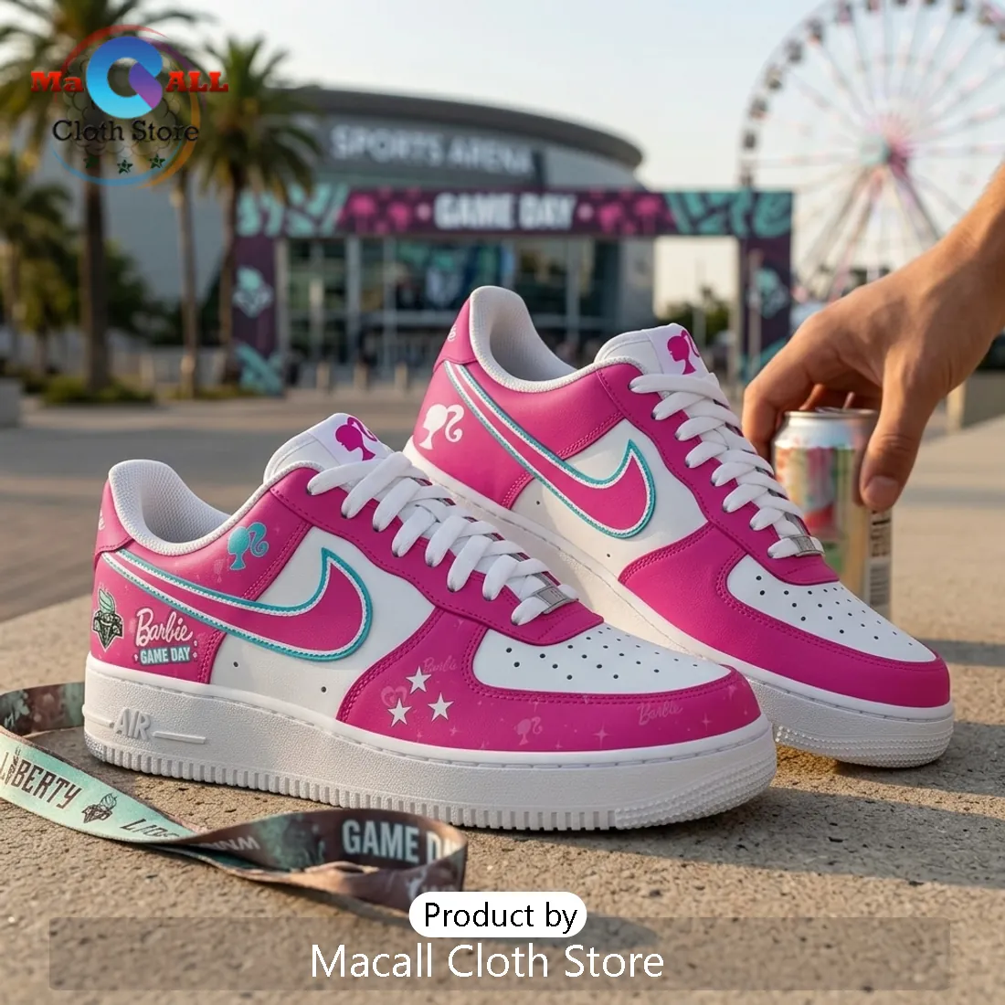 New York Liberty x Barbie Pink Nike Air Force 1 Sneakers New York Liberty x Barbie Pink Nike Air Force 1 Sneakers