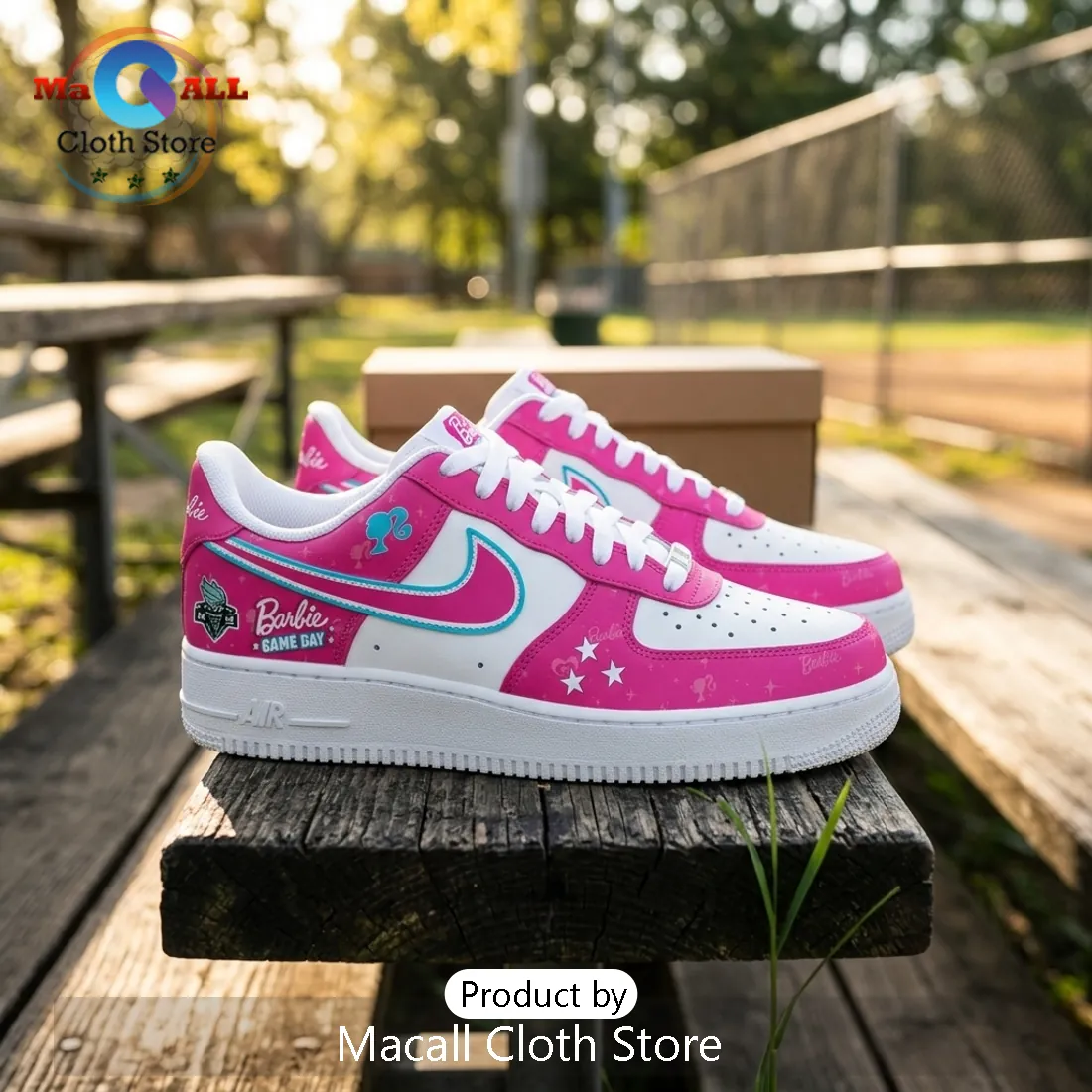 New York Liberty x Barbie Pink Nike Air Force 1 Sneakers New York Liberty x Barbie Pink Nike Air Force 1 Sneakers