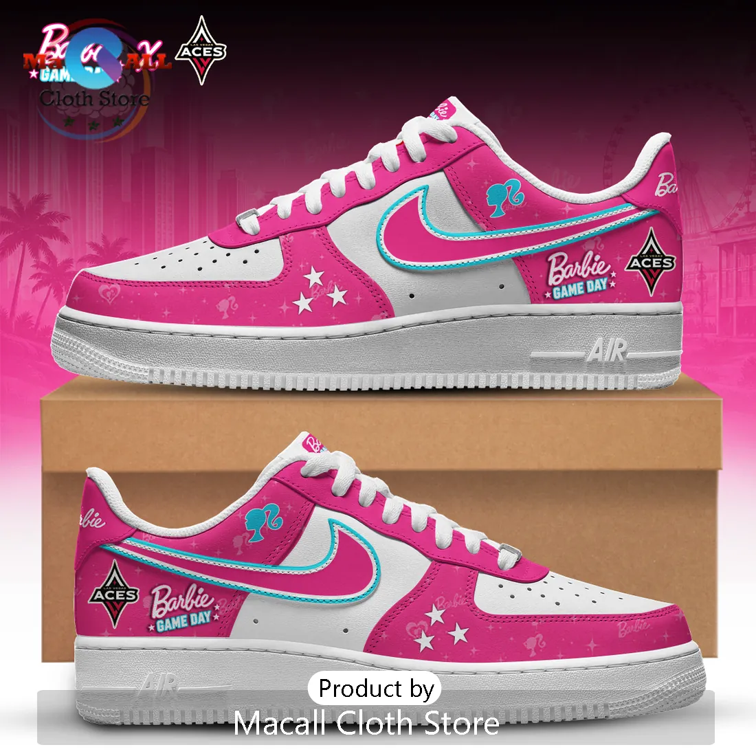 Barbie x Las Vegas Aces 2026 Edition Nike Air Force 1 Shoes Barbie x Las Vegas Aces 2026 Edition Nike Air Force 1 Shoes
