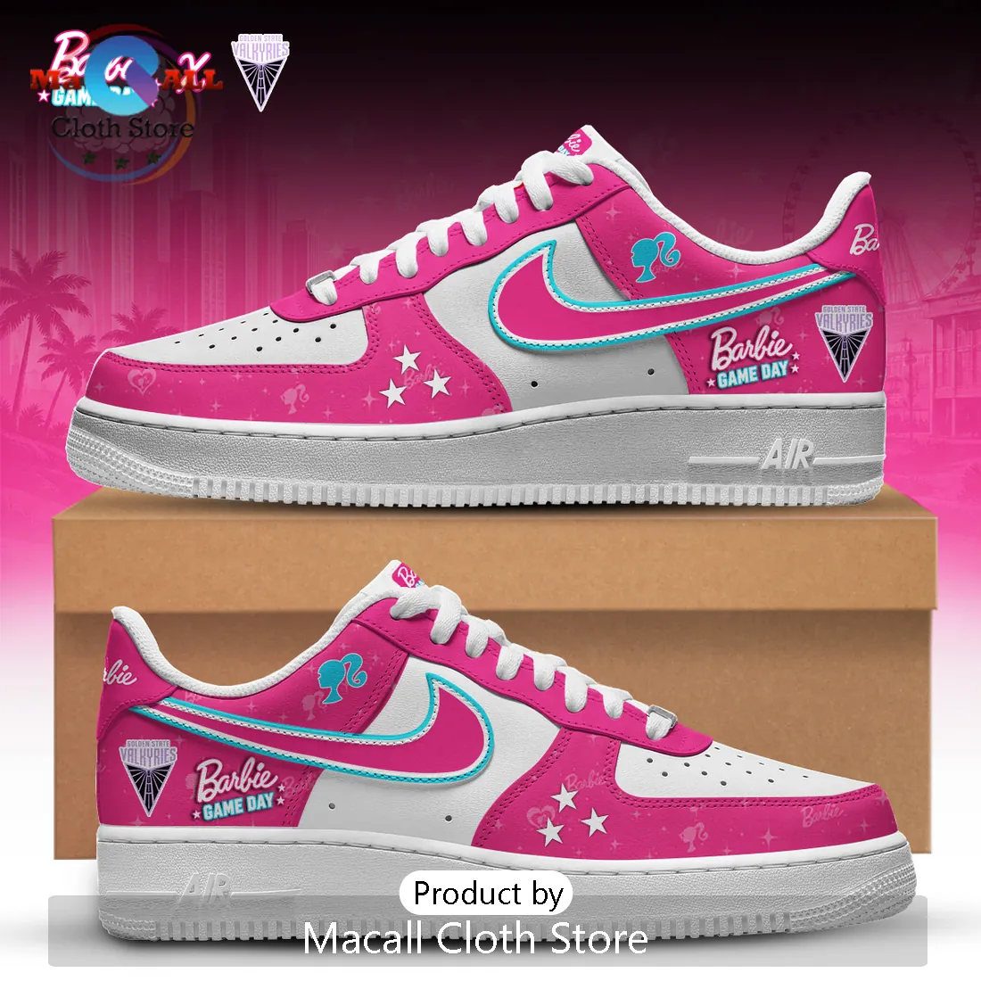 Golden State Valkyries x Barbie Pink Nike Air Force 1 Sneakers Golden State Valkyries x Barbie Pink Nike Air Force 1 Sneakers
