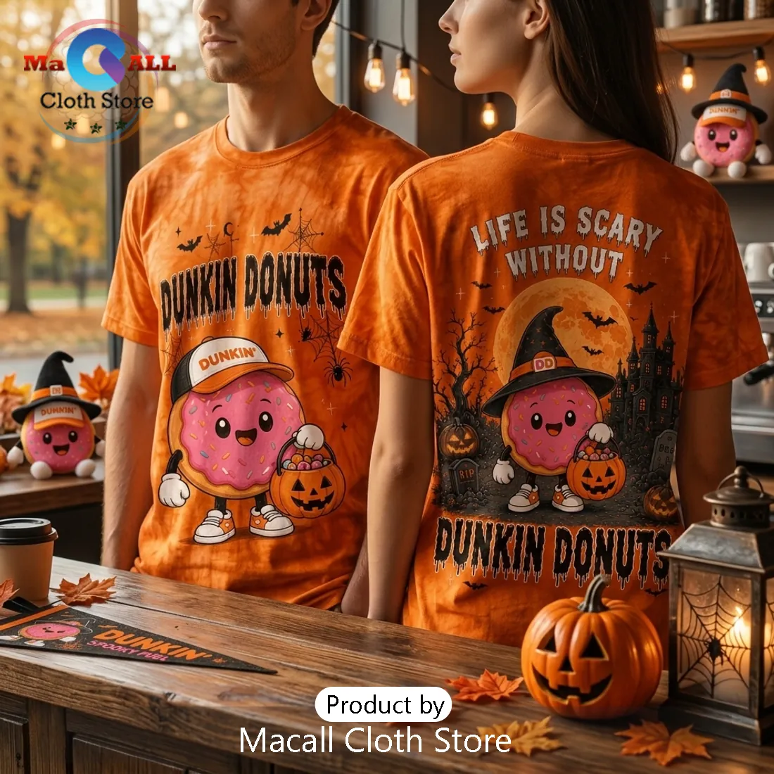Dunkin Donuts Life Is Scary Without Halloween Orange T-Shirt
