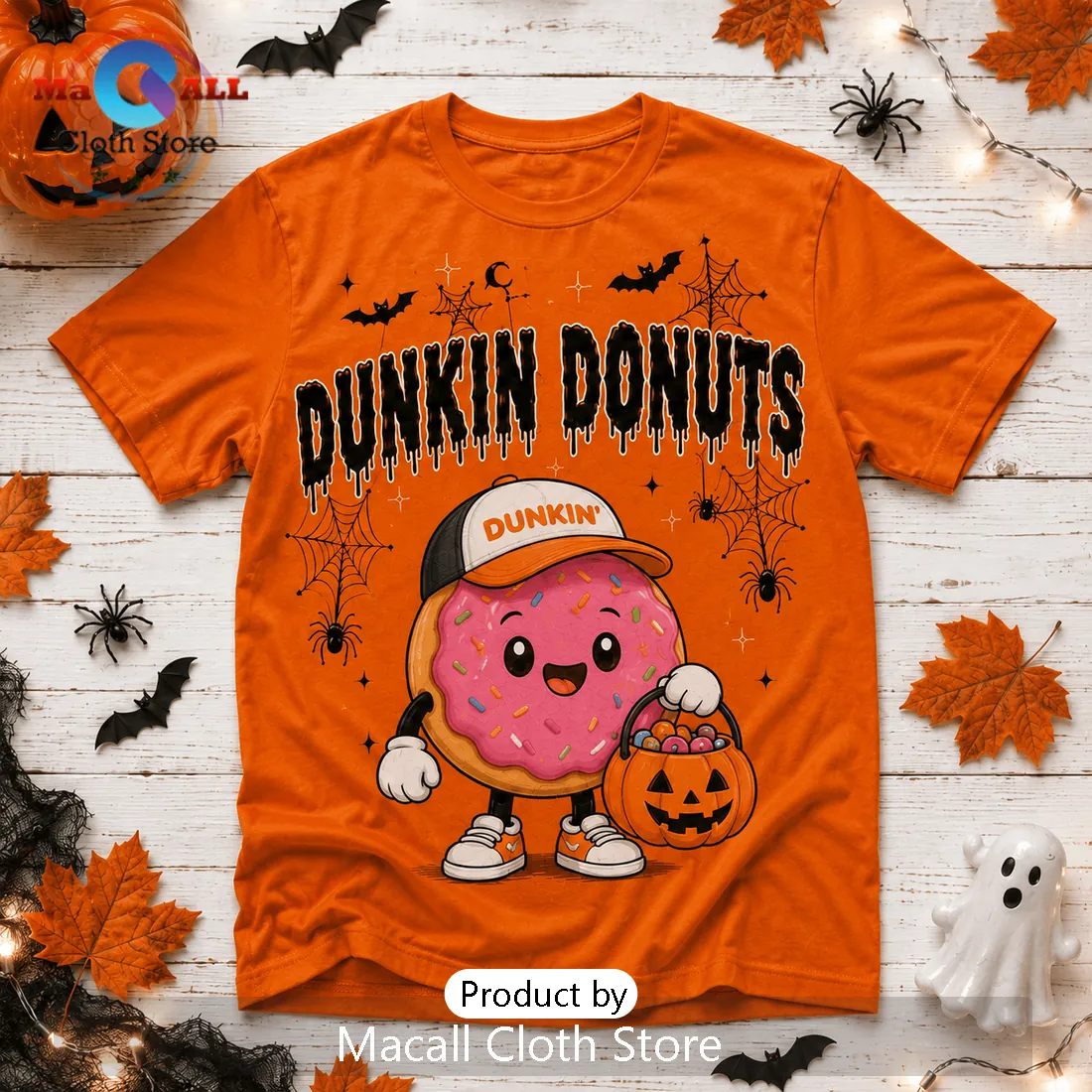Dunkin Donuts Life Is Scary Without Halloween Orange T-Shirt Dunkin Donuts Life Is Scary Without Halloween Orange T-Shirt