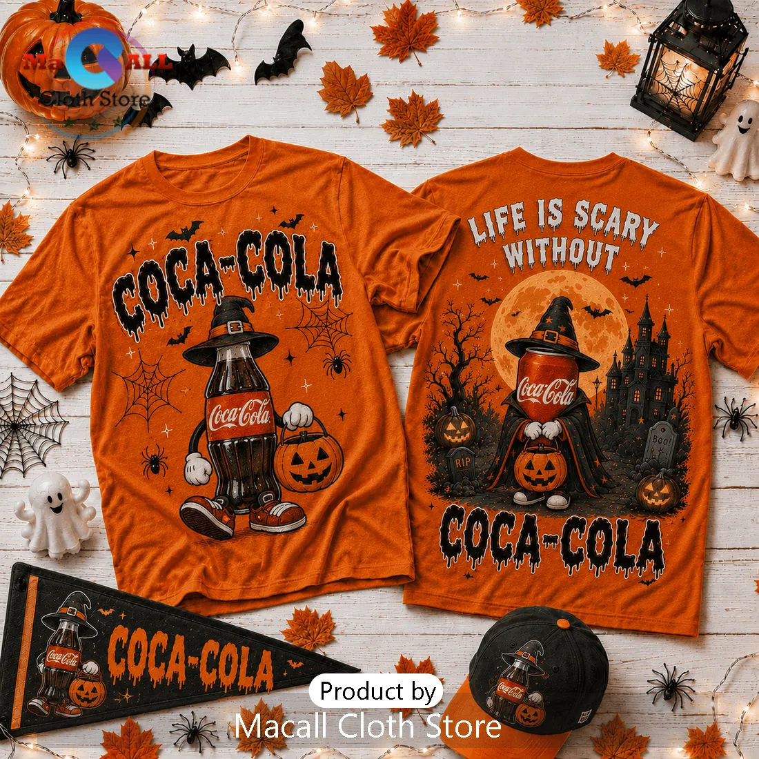 Coca-Cola Halloween Pumpkin Witch Orange T-Shirt Coca-Cola Halloween Pumpkin Witch Orange T-Shirt