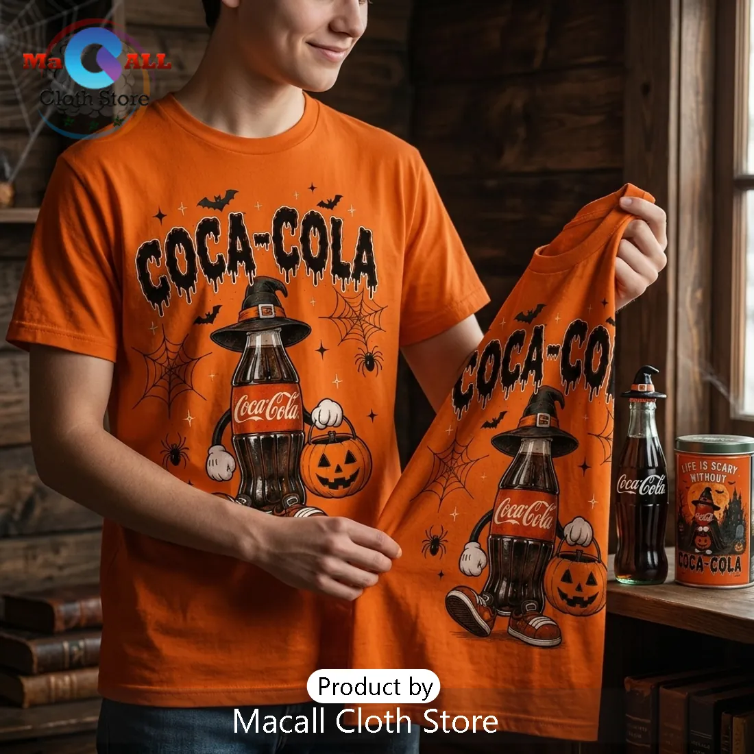 Coca-Cola Halloween Pumpkin Witch Orange T-Shirt Coca-Cola Halloween Pumpkin Witch Orange T-Shirt