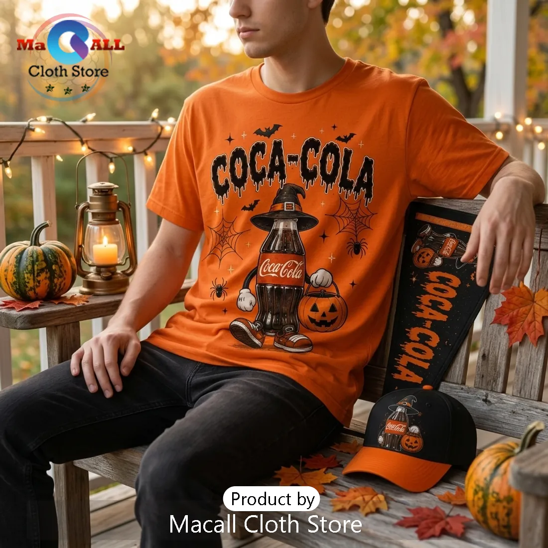Coca-Cola Halloween Pumpkin Witch Orange T-Shirt Coca-Cola Halloween Pumpkin Witch Orange T-Shirt