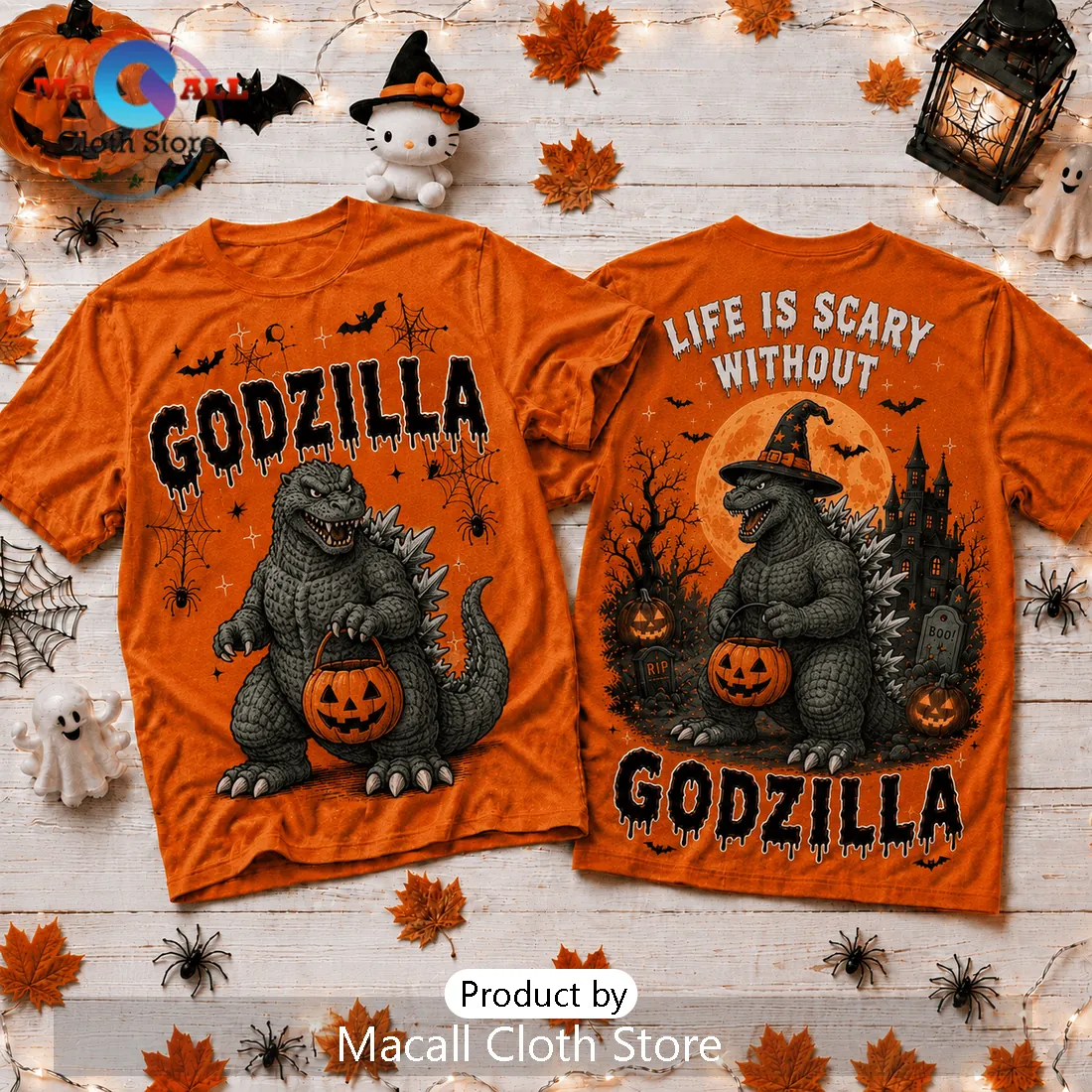 Life Is Scary Without Godzilla Orange T-Shirt Life Is Scary Without Godzilla Orange T-Shirt