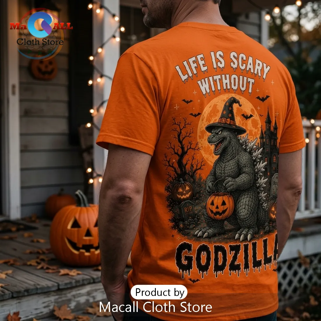 Life Is Scary Without Godzilla Orange T-Shirt Life Is Scary Without Godzilla Orange T-Shirt