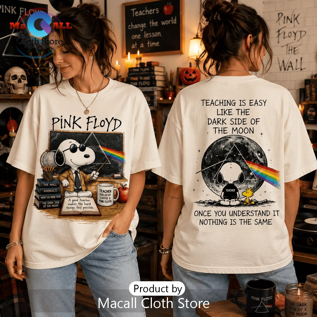 Pink Floyd x Snoopy Teacher Cream T-Shirt