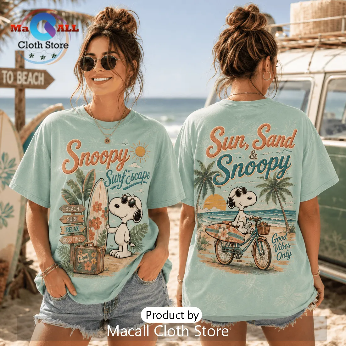 Snoopy Surf Light Blue T-Shirt