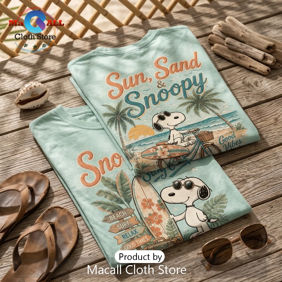 Snoopy Surf Light Blue T-Shirt