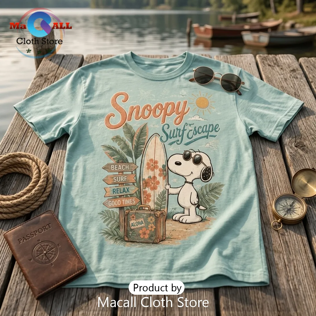 Snoopy Surf Light Blue T-Shirt Snoopy Surf Light Blue T-Shirt