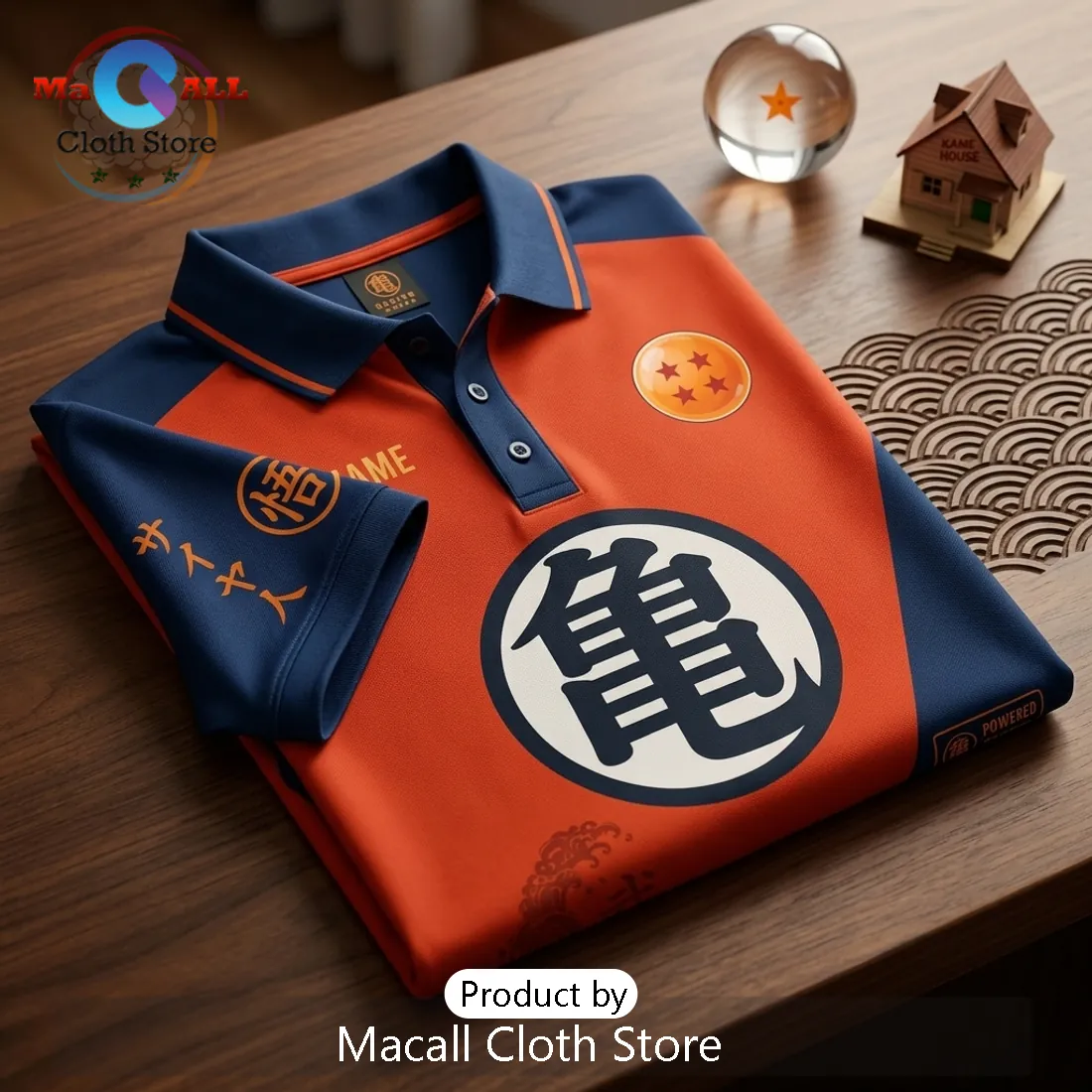 Dragon Ball Z Goku Kame Symbol Personalized Polo Shirt Dragon Ball Z Goku Kame Symbol Personalized Polo Shirt