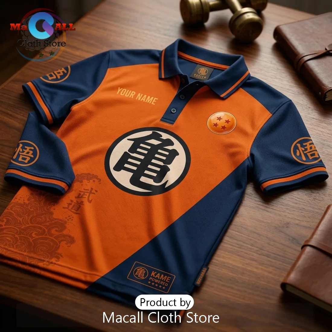 Dragon Ball Z Goku Kame Symbol Personalized Polo Shirt Dragon Ball Z Goku Kame Symbol Personalized Polo Shirt