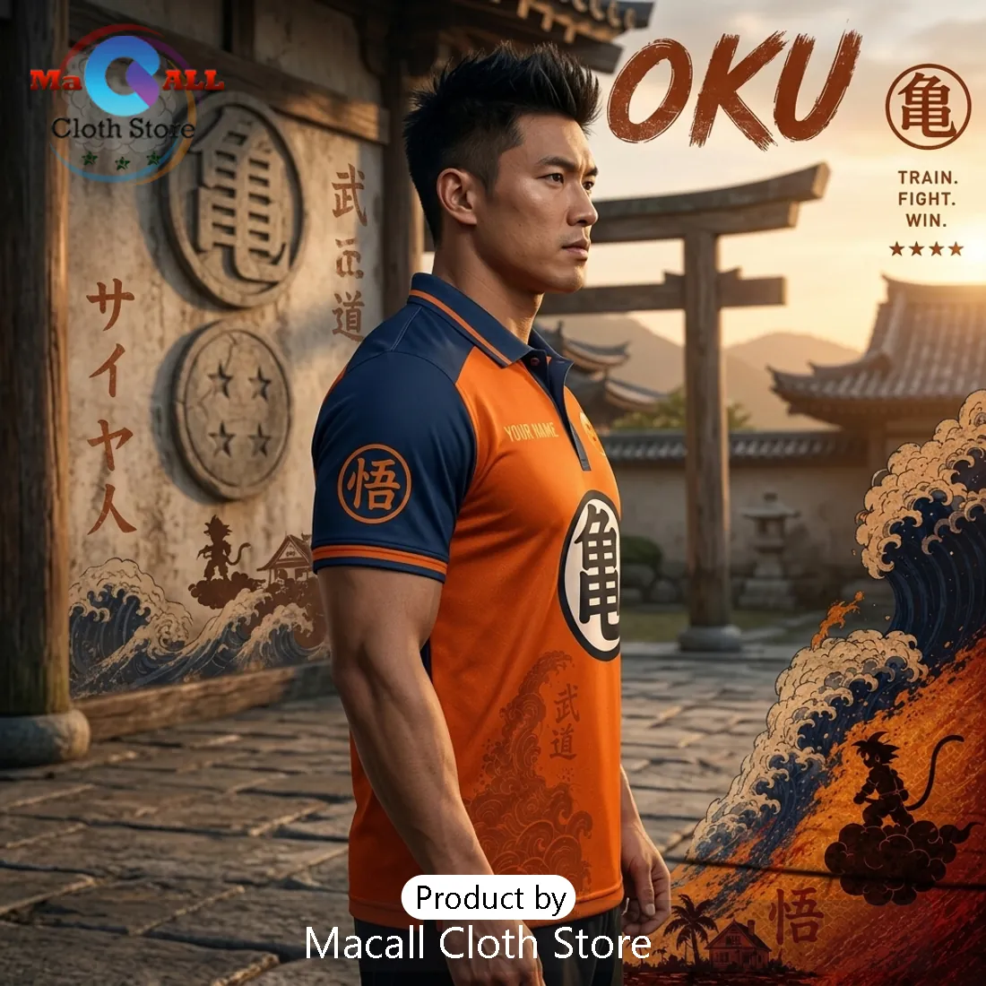 Dragon Ball Z Goku Kame Symbol Personalized Polo Shirt Dragon Ball Z Goku Kame Symbol Personalized Polo Shirt