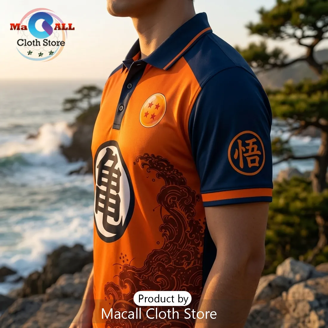 Dragon Ball Z Goku Kame Symbol Personalized Polo Shirt Dragon Ball Z Goku Kame Symbol Personalized Polo Shirt