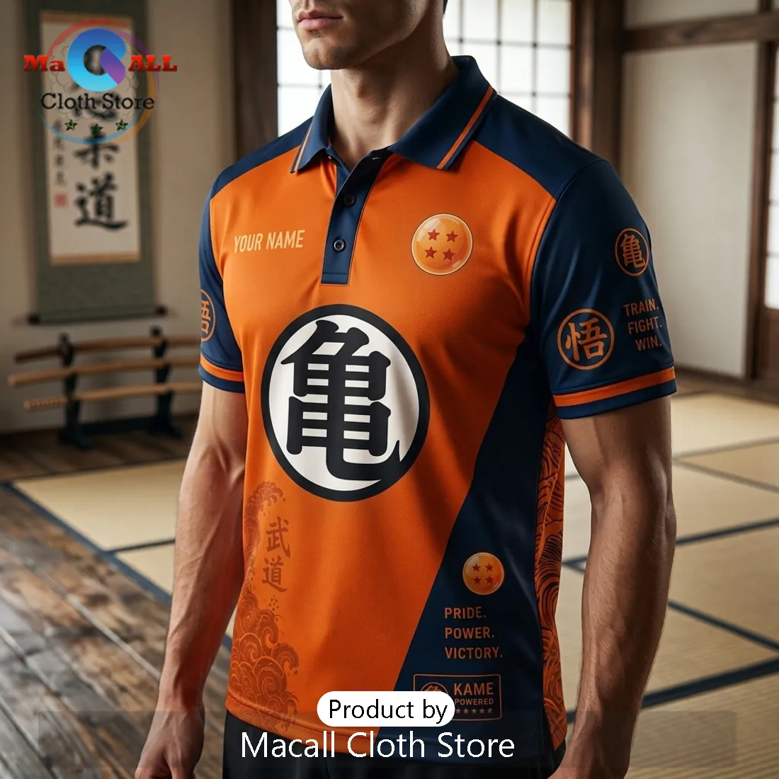 Dragon Ball Z Goku Kame Symbol Personalized Polo Shirt Dragon Ball Z Goku Kame Symbol Personalized Polo Shirt