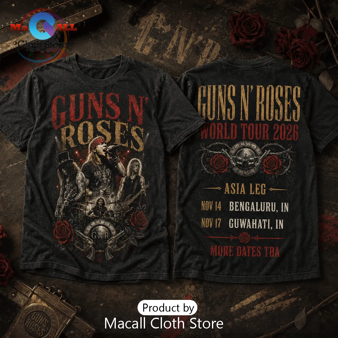 Guns N Roses 2026 World Tour Black T-Shirt