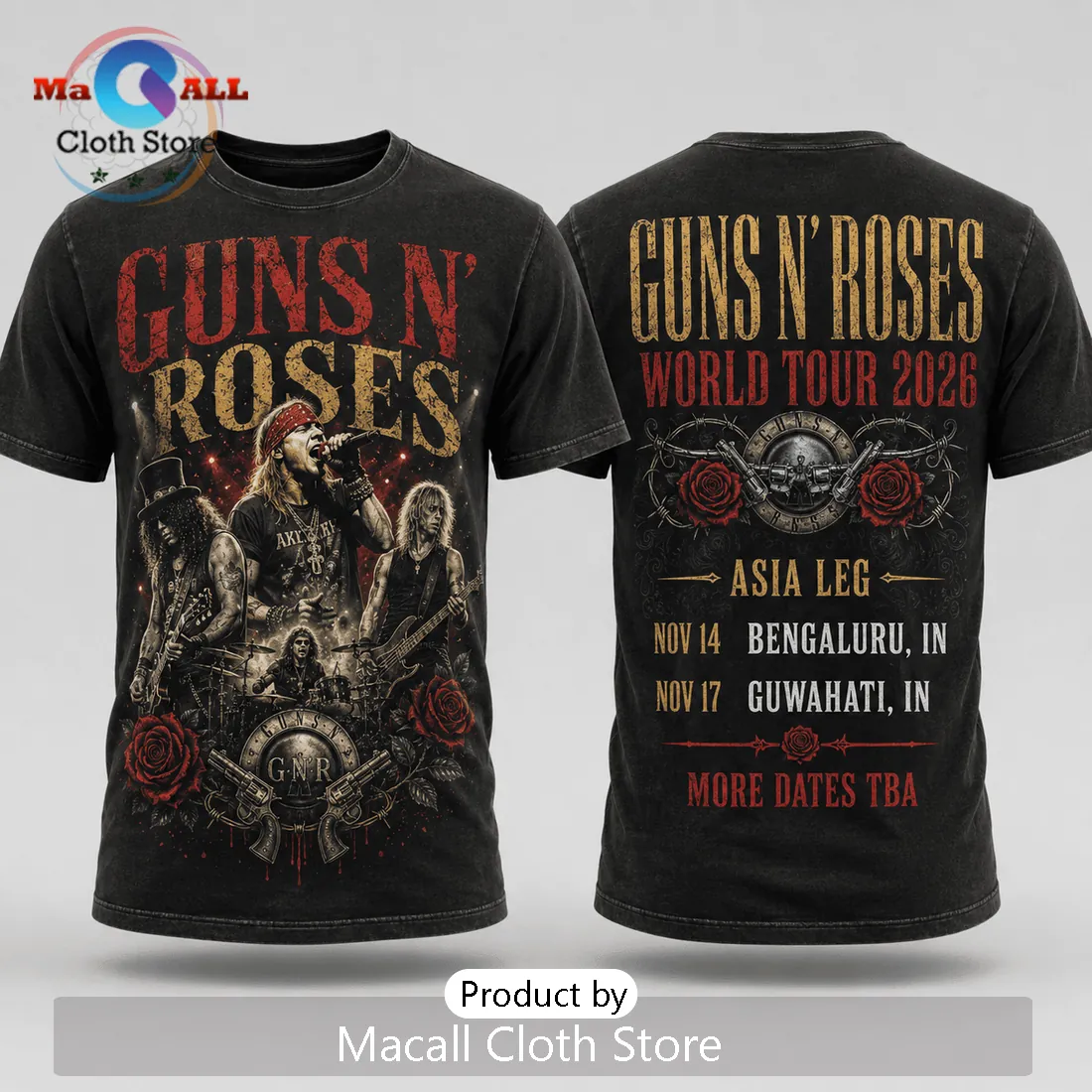 Guns N Roses 2026 World Tour Black T-Shirt