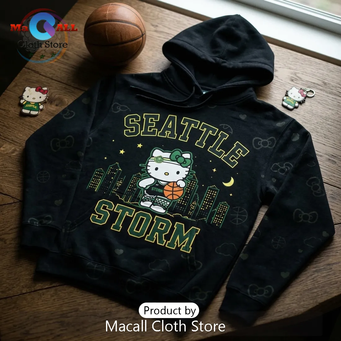 Seattle Storm x Hello Kitty Basketball Hoodie Seattle Storm x Hello Kitty Basketball Hoodie
