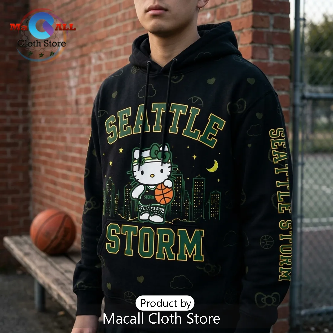 Seattle Storm x Hello Kitty Basketball Hoodie Seattle Storm x Hello Kitty Basketball Hoodie