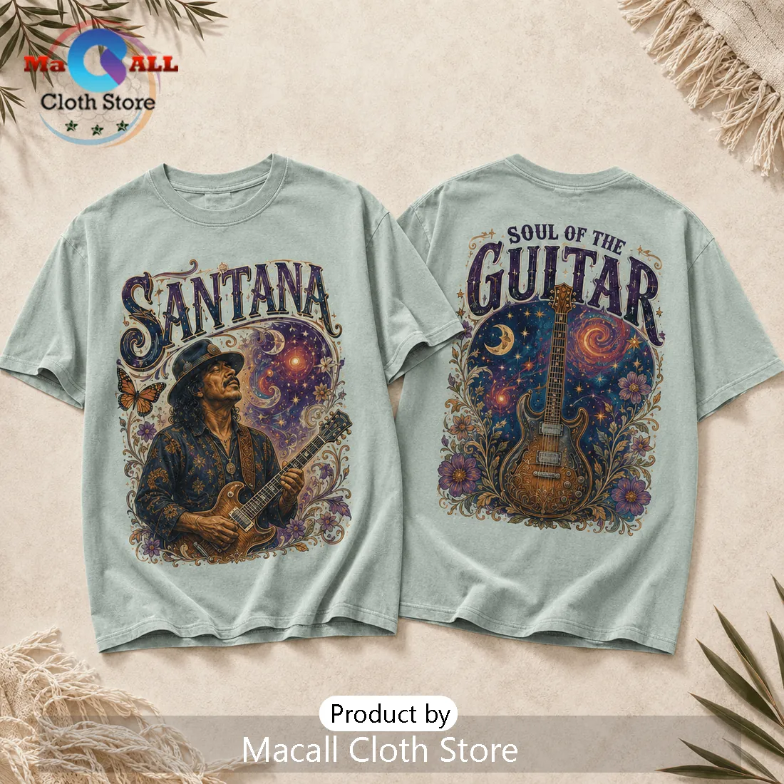 Santana Music Themed Light Blue T-Shirt Santana Music Themed Light Blue T-Shirt