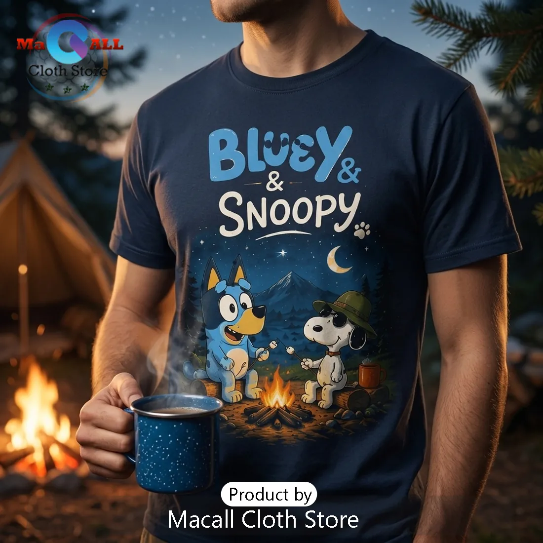 Bluey x Snoopy Friends Adventure Navy T-Shirt Bluey x Snoopy Friends Adventure Navy T-Shirt