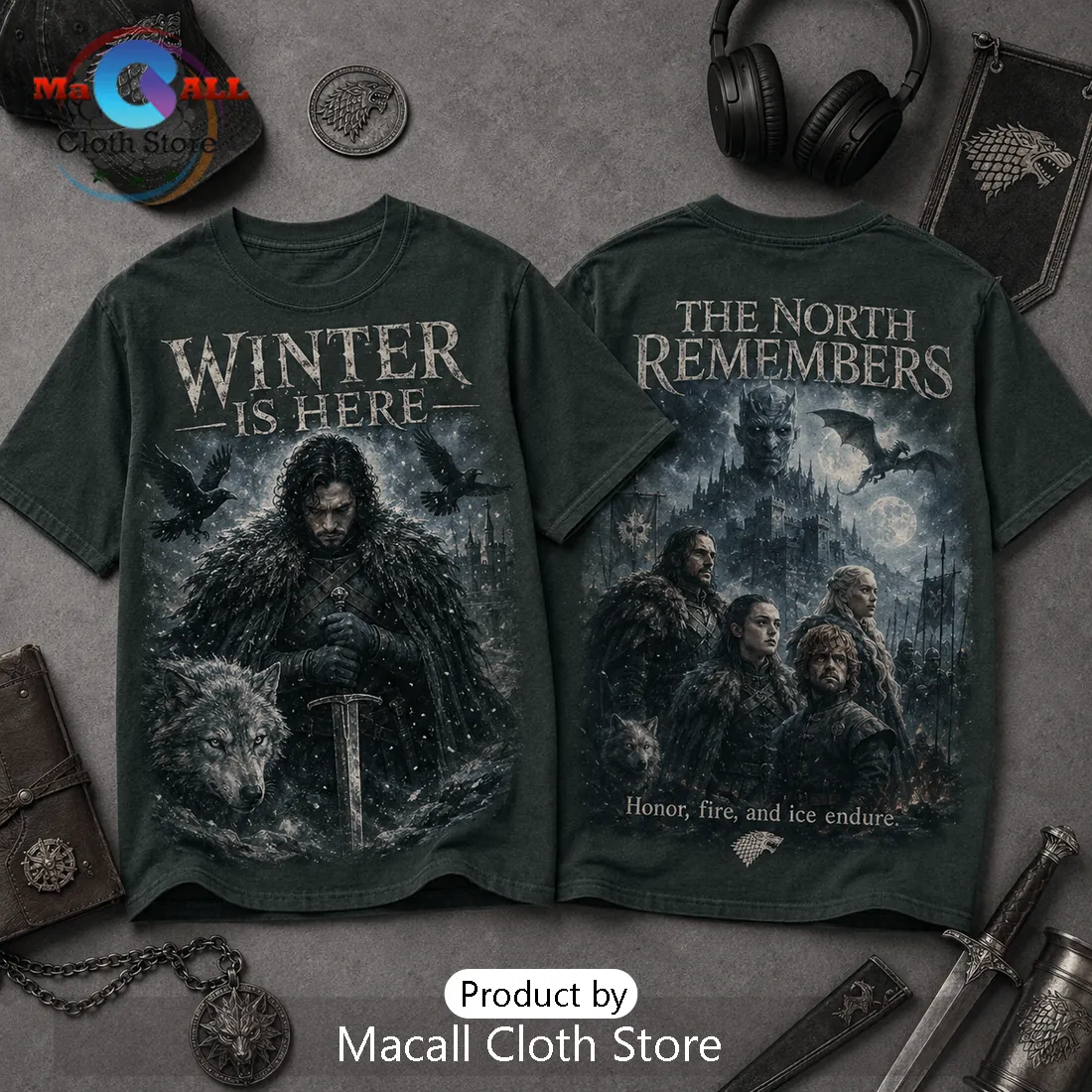 Game of Thrones The North Remembers Black Cotton T-Shirt Game of Thrones The North Remembers Black Cotton T-Shirt