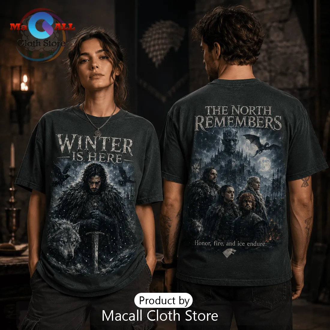 Game of Thrones The North Remembers Black Cotton T-Shirt Game of Thrones The North Remembers Black Cotton T-Shirt