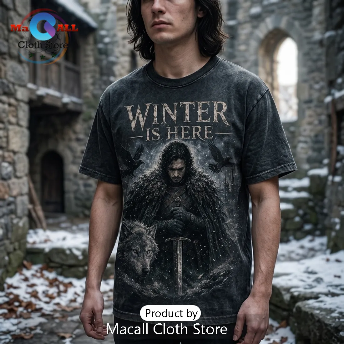 Game of Thrones The North Remembers Black Cotton T-Shirt Game of Thrones The North Remembers Black Cotton T-Shirt