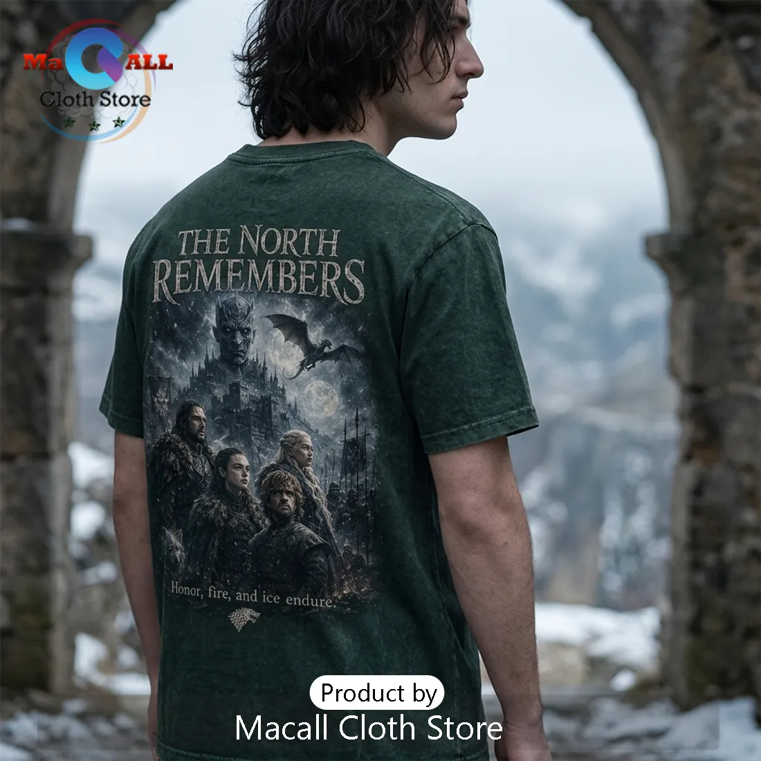 Game of Thrones The North Remembers Black Cotton T-Shirt Game of Thrones The North Remembers Black Cotton T-Shirt