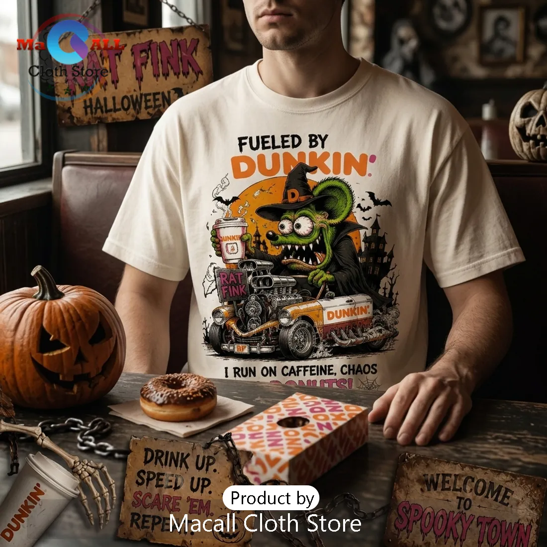 Rat Fink x Dunkin Fueled By Donuts Halloween T-Shirt Rat Fink x Dunkin Fueled By Donuts Halloween T-Shirt