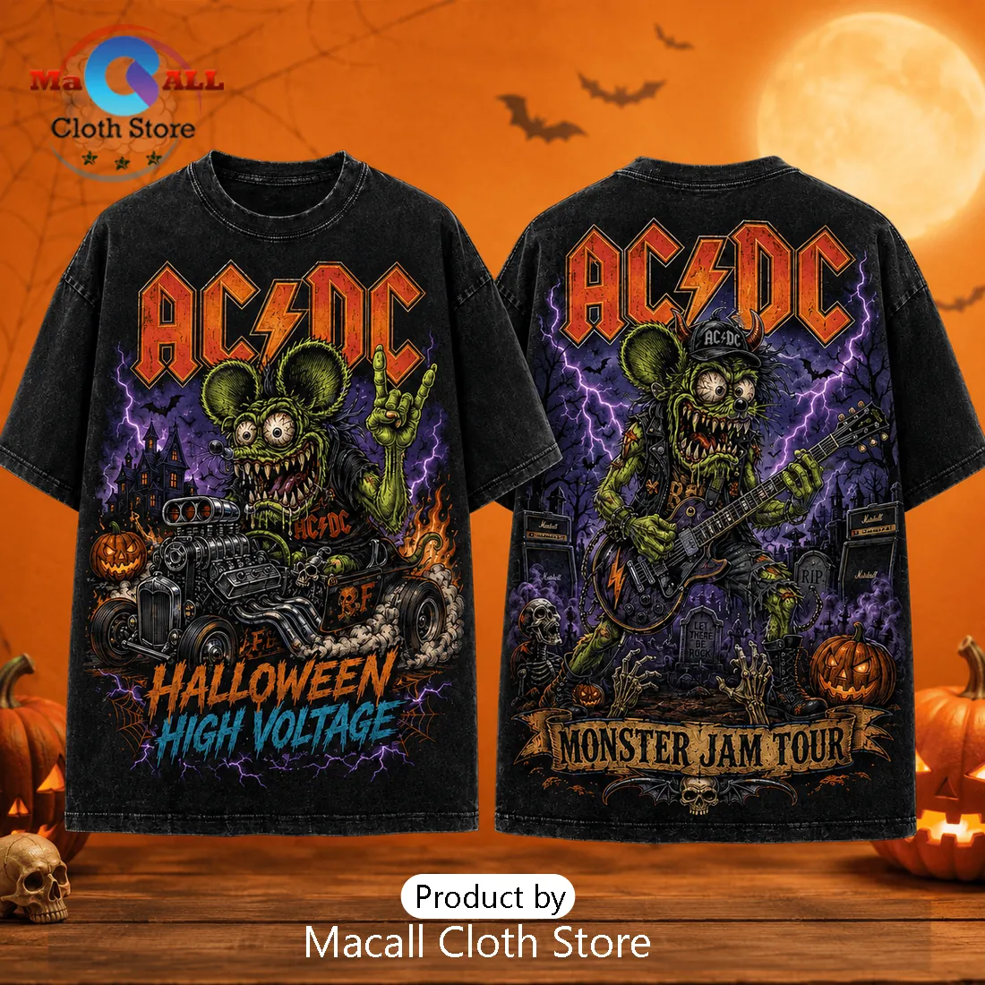 AC/DC x Rat Fink Monster Jam Halloween T-Shirt AC/DC x Rat Fink Monster Jam Halloween T-Shirt