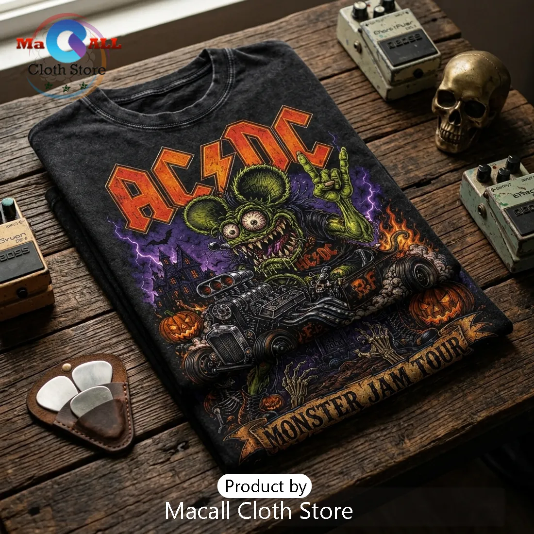 AC/DC x Rat Fink Monster Jam Halloween T-Shirt AC/DC x Rat Fink Monster Jam Halloween T-Shirt